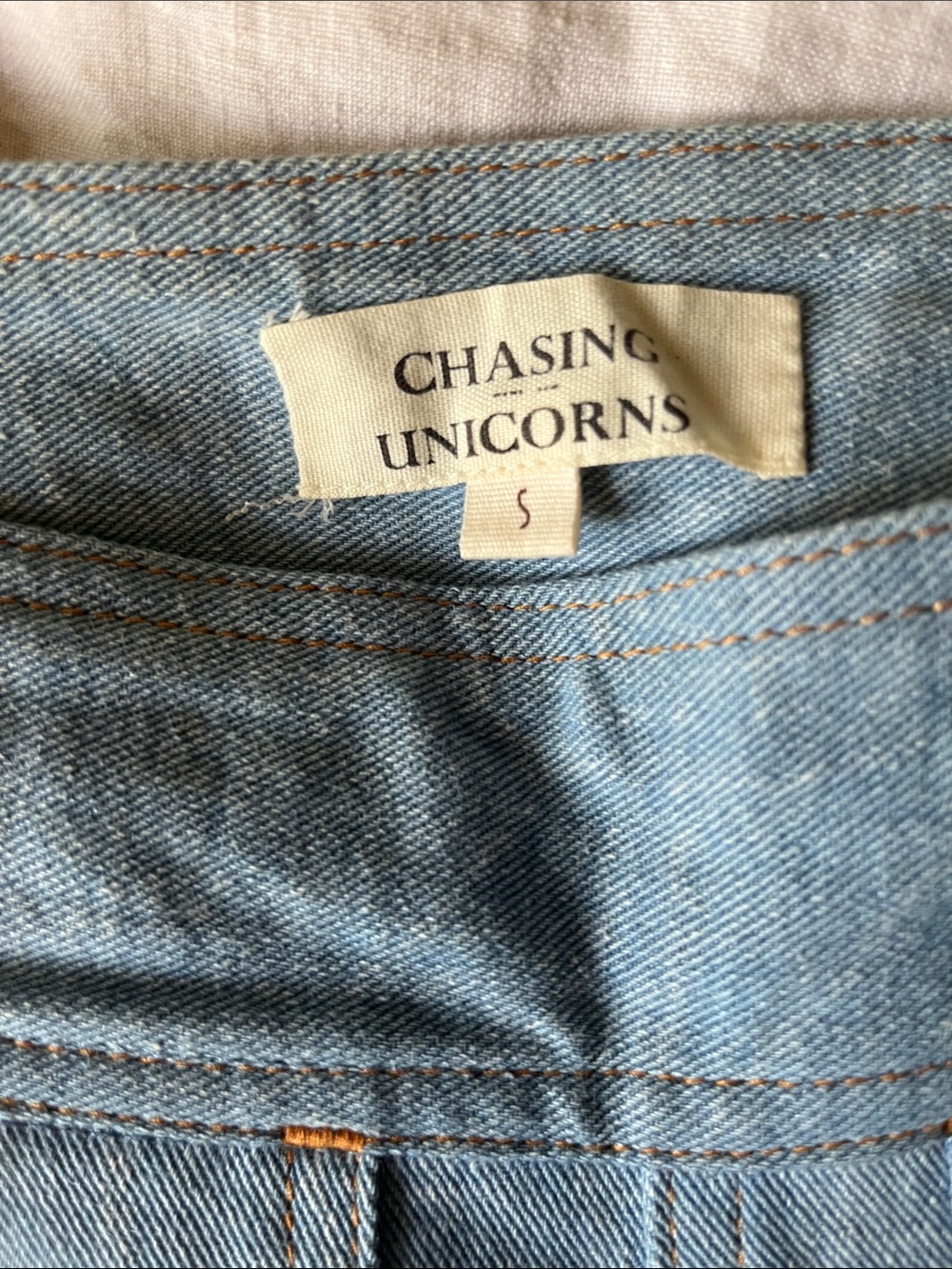 Chasing Unicorns 🪬 Patchwork Red Hot Denim Flares sz Small - Picture 9 of 13